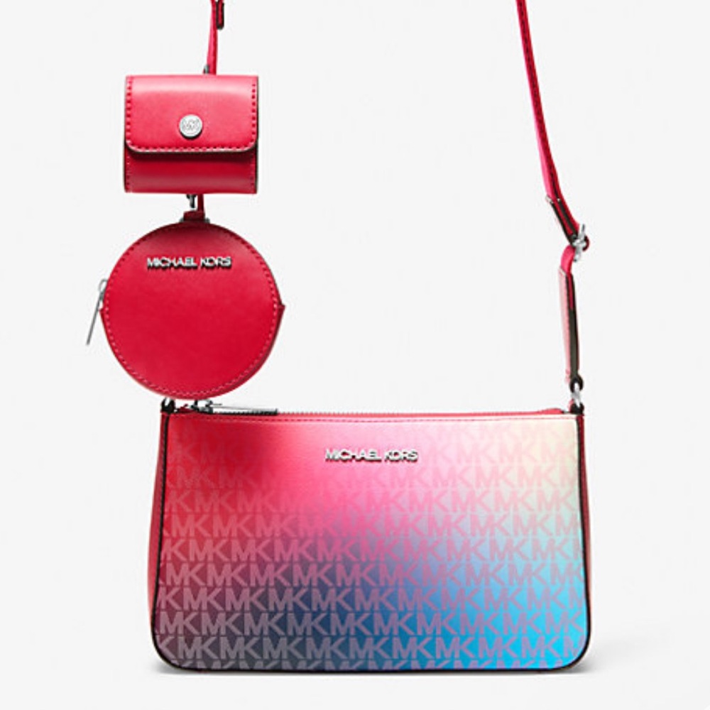 MICHAEL KORS Jet Set Small Ombré Signature Logo Crossbody Case Apple Airpods Pro - Picture 5 of 16